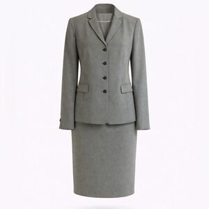 Kasper Gray and White Patterned Two-Piece Skirt Set